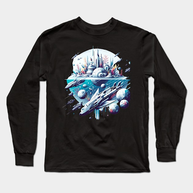 Underwater Odyssey: Geometric Marine Long Sleeve T-Shirt by Graphic Wonders Emporium